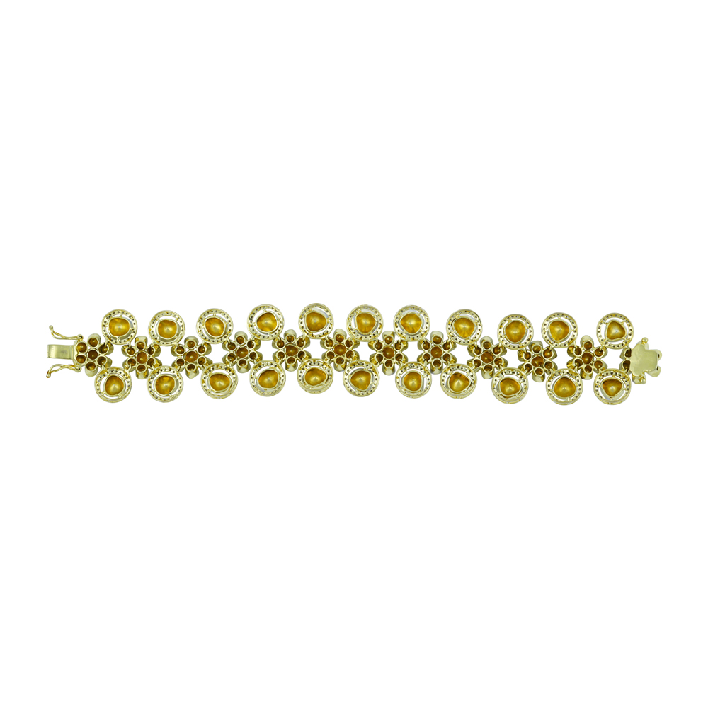 Polki Bracelet with Double Rows and Diamond Halos